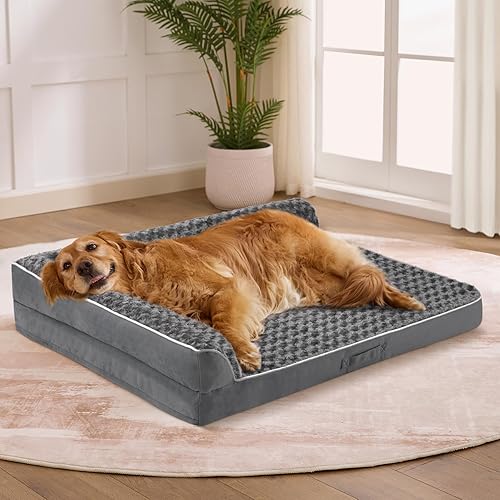 Miniatura 10 de Cama para perros de tamaño grande, cama ortopédica XL para perros grandes, cama impermeable para mascotas con funda extraíble lavable, sofá para