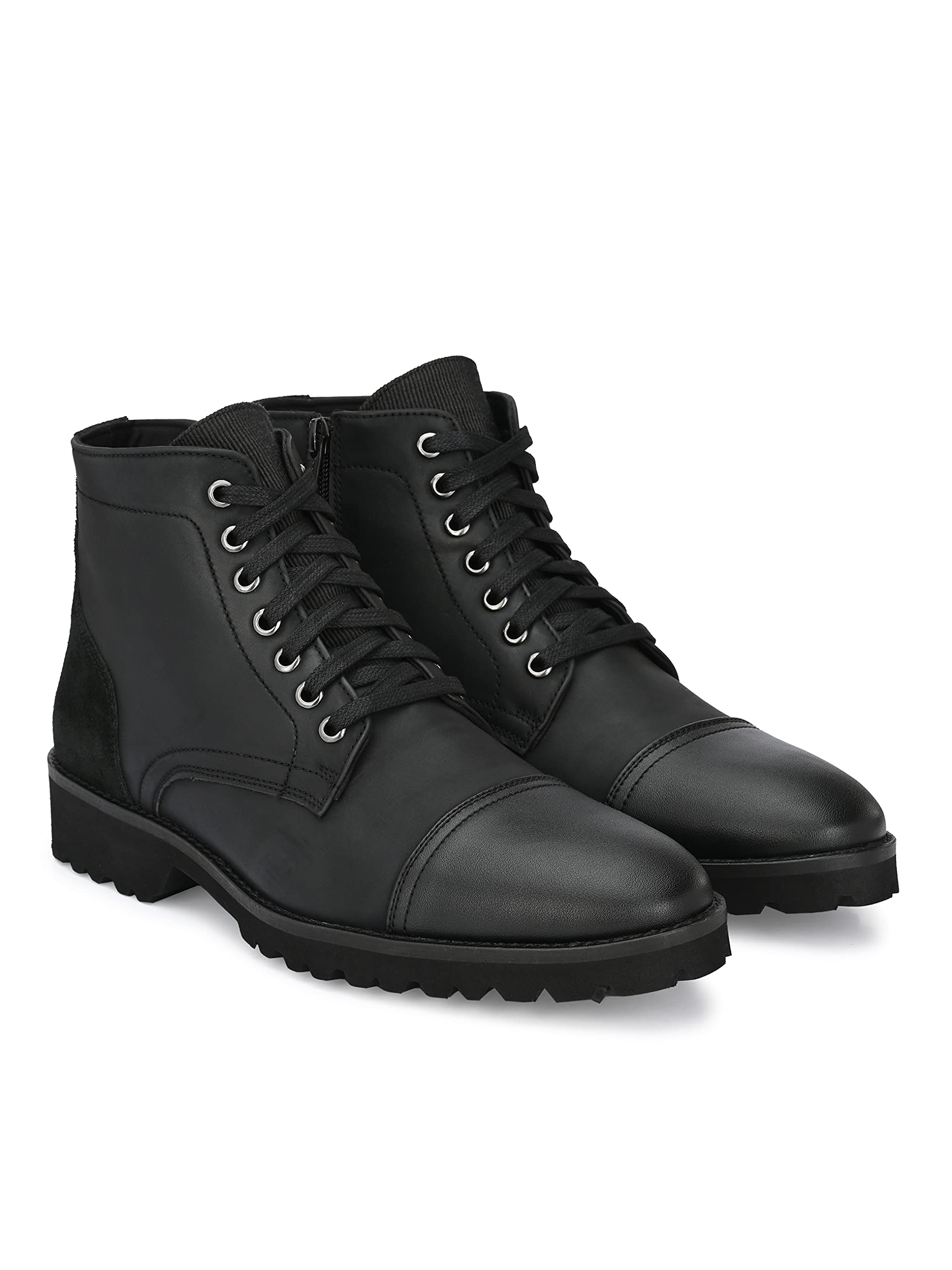 Black Mens Derby Ankle Boots-image-44