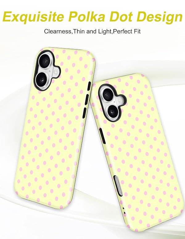 Aitipy Magnetic Polka Dot Case for iPhone 16 Plus, Yellow Pink by Aitipy - Used condition - Image 3