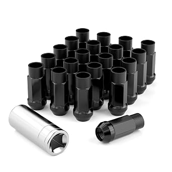 20PCS M12x1.5 Open End Lug Nuts Black for Aftermarket Wheels | 1.97" Height, 60Conical seat, Replacement for Toyota Camry Corolla RAV4 Honda Accord CR-V Civic Ford Escape Fusion