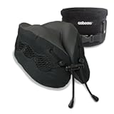Long Haul Flight Cooling Travel Neck Pillow – Evolution Cool – Supportive Memory Foam with Airflow Vents – Compact with Carrying Case &lpar;Black&rpar;