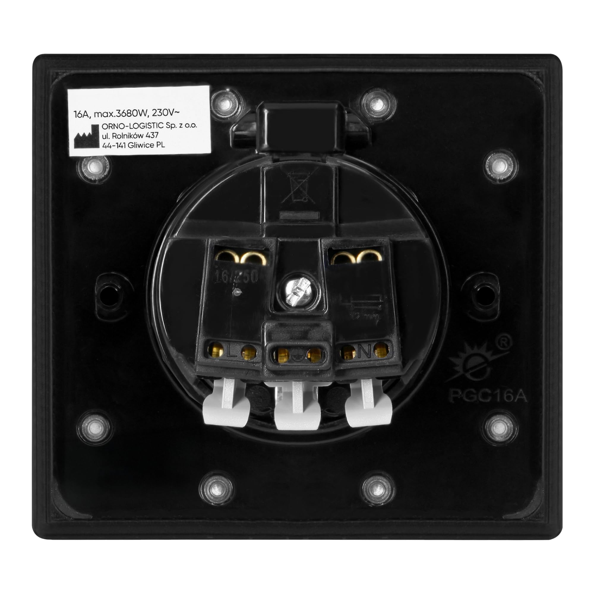 Enchufe Empotrable Negro Mate de Diseño Moderno | Con Tapa Hermética IP44 para Baño y Cocina | Enchufe de Pared Tipo Schuko Premium 1x2P+T (Negro)