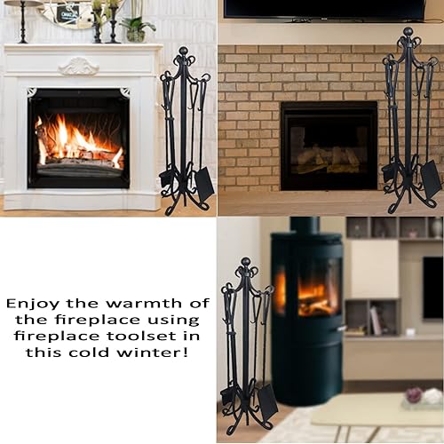 Miniatura 4 de Juego de herramientas para chimenea - Juego de herramientas para chimenea de 5 piezas - Juego de herramientas de hierro fundido fuerte - Los