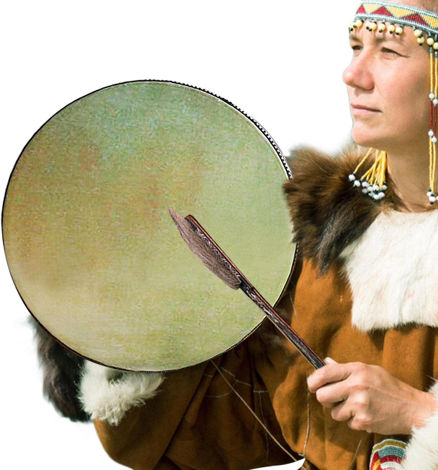 Shaman Drum Kit - Frame Shaman Drum with Beater - Siberian Drum Spiritual Instrument for Meditation Yoga Musical Enthusiasts Bavokon