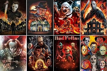 VeGuude 8 Pack Halloween Diamond Art Kits for Adults Wall Decor 12x16 Inch