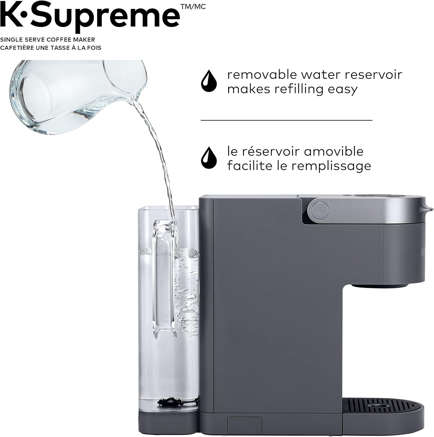 Keurig K-Supreme Coffee Maker, Single Serve K-Cup Pod Coffee Brewer Machine, With MultiStream Technology, 66 Oz Dual-Position Reservoir, and Customizable Settings, Gray