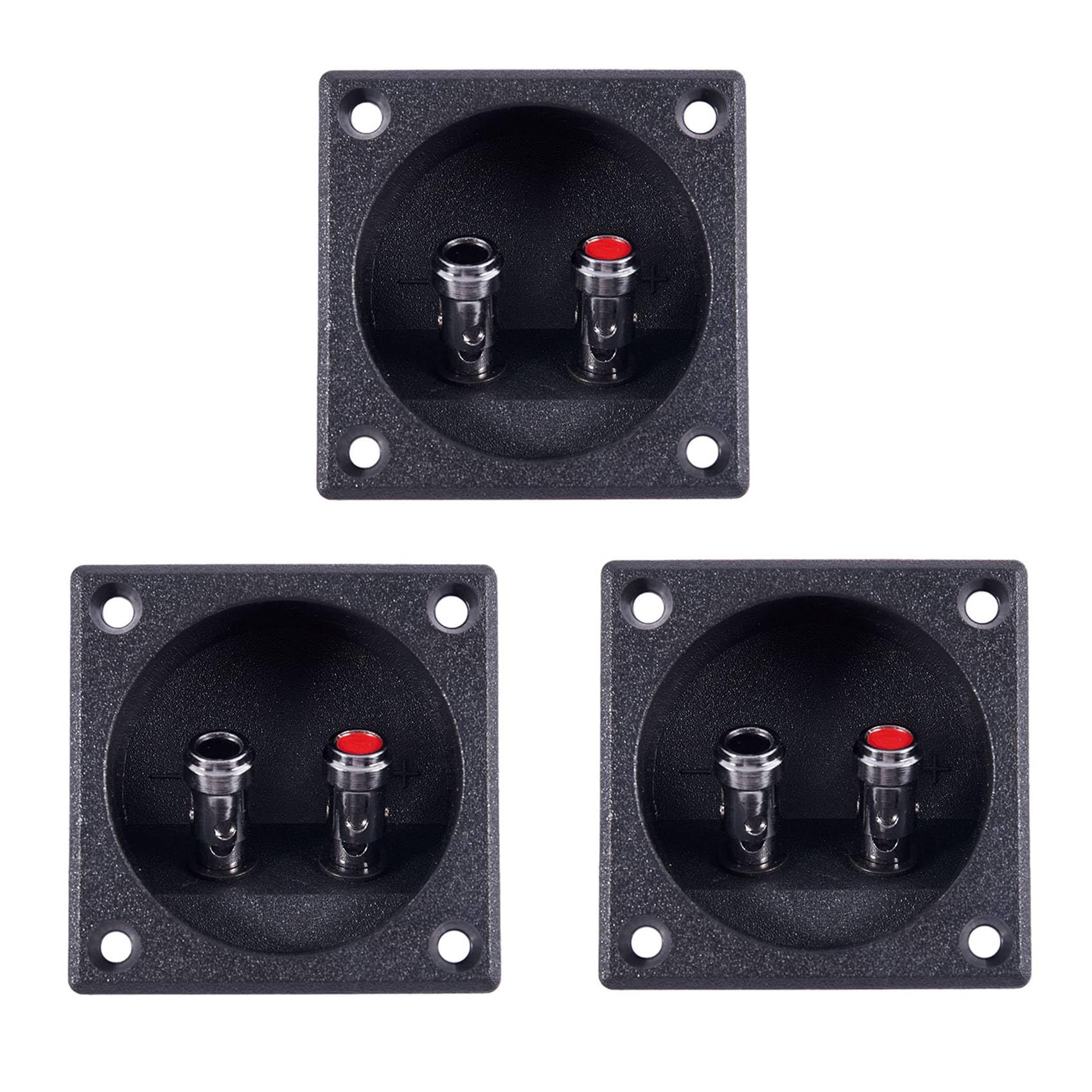 Jnchdghwa Black 3X Square Shape Double Binding Post Type Speaker Box Terminal Cup