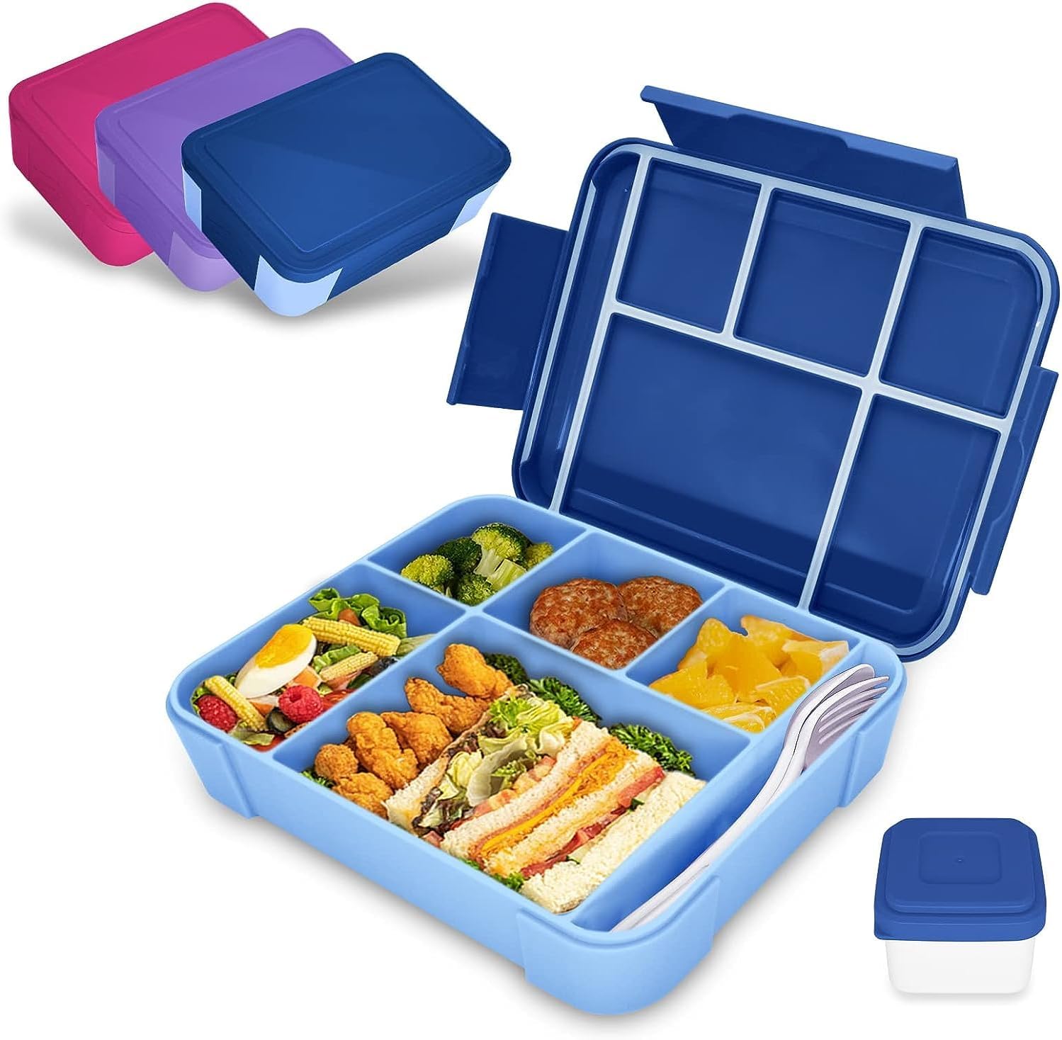 Lunch Box for Kid School,Children's Lunch Box with Compartments, Bento Box Children, Leak-proof Lunch Box for Girls and Boys, Snack Box, Perfect for School, Nursery & Trips (Royal Blue)
