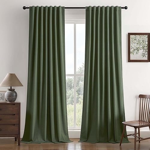 Miniatura 12 de UHITECH - Cortinas de 108 pulgadas de largo para ventana de sala de estar, cortinas opacas para dormitorio, juego de 2 paneles, azul, modernas, de
