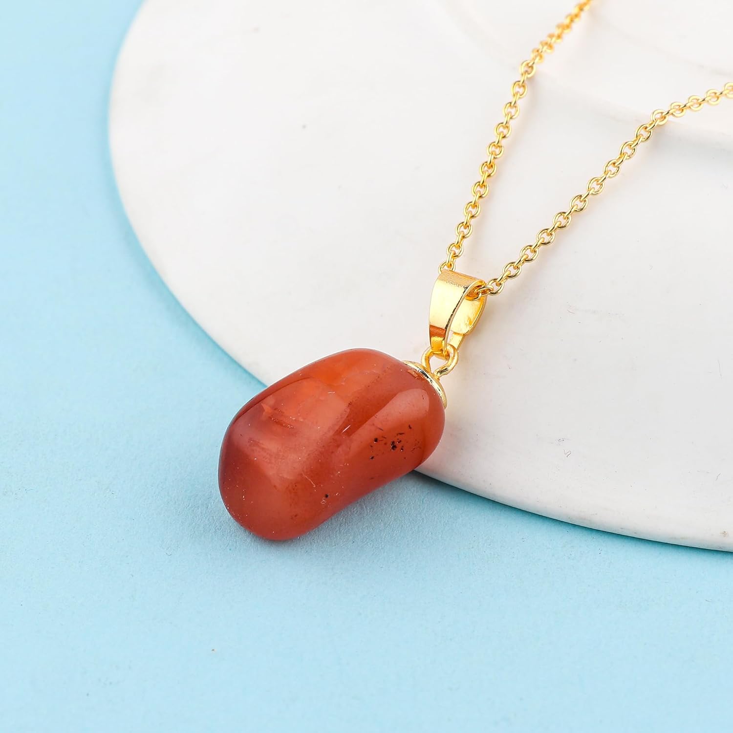 Gemstone Handmade Tumble Pendant Necklace for Women |Natural Healing Crystal Jewellery| Chain 16+2 Inch Adjustable | Gift Jewelry - Image 4