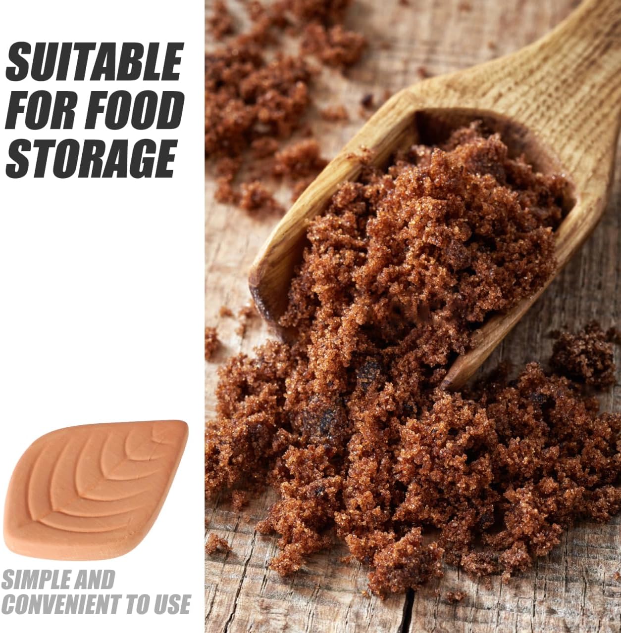 Terracotta Brown Sugar Saver Leaf Shape Reusable Softener for Food Storage Containers Keeps Brown Sugar Fresh and Soft in Kitchen