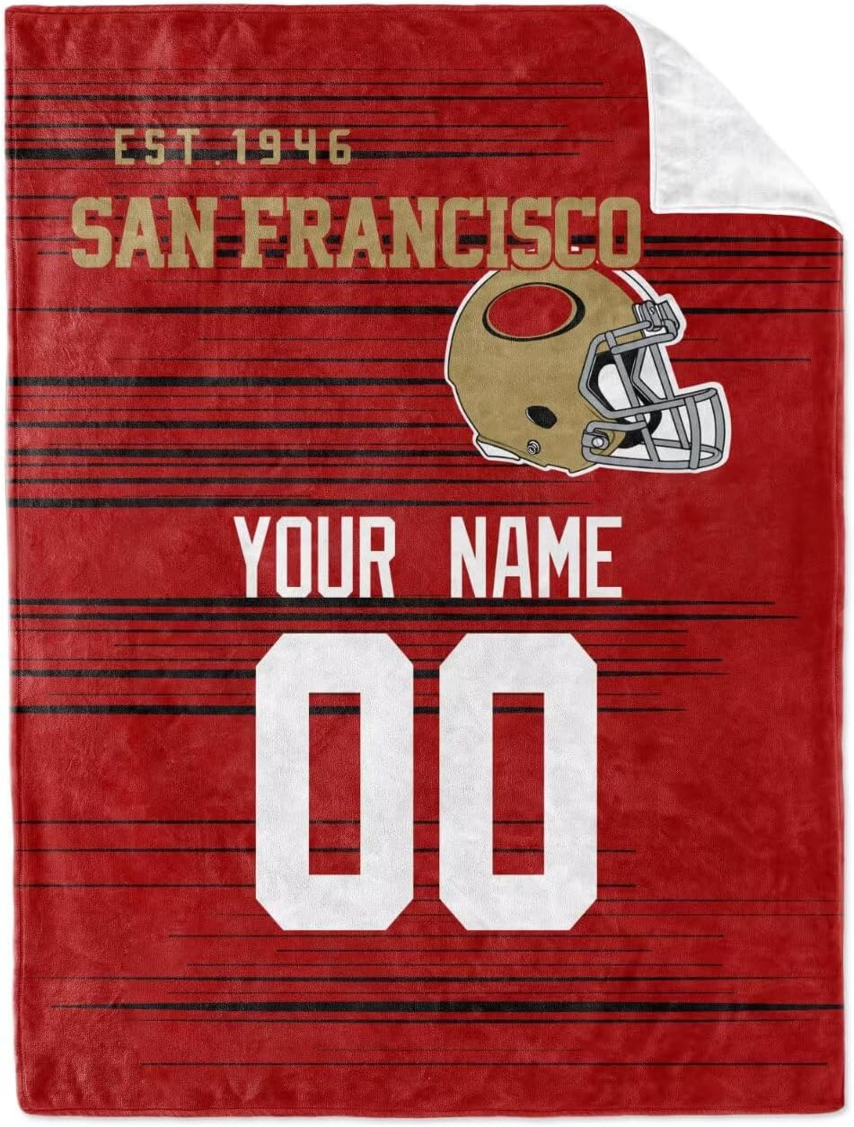ANTKING San Francisco Throw Blanket Custom Name and Number Personalized Blanket for Men Women Boy Gifts - Image 2
