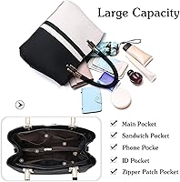 Vista 5 de PORRASSO Bolso de mujer Moda Top Handle Bolsos Señoras Tote Bolso de hombro Mujer Negro