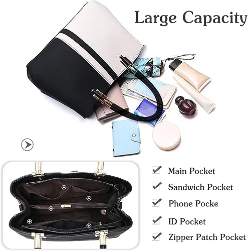 Miniatura 5 de PORRASSO Bolso de mujer Moda Top Handle Bolsos Señoras Tote Bolso de hombro Mujer Negro