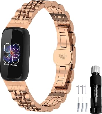 Metal Watch Band Stainless Steel Compatible with Fitbit inspire 3 Smartwatch Wristband Replacement Strap for Women Men