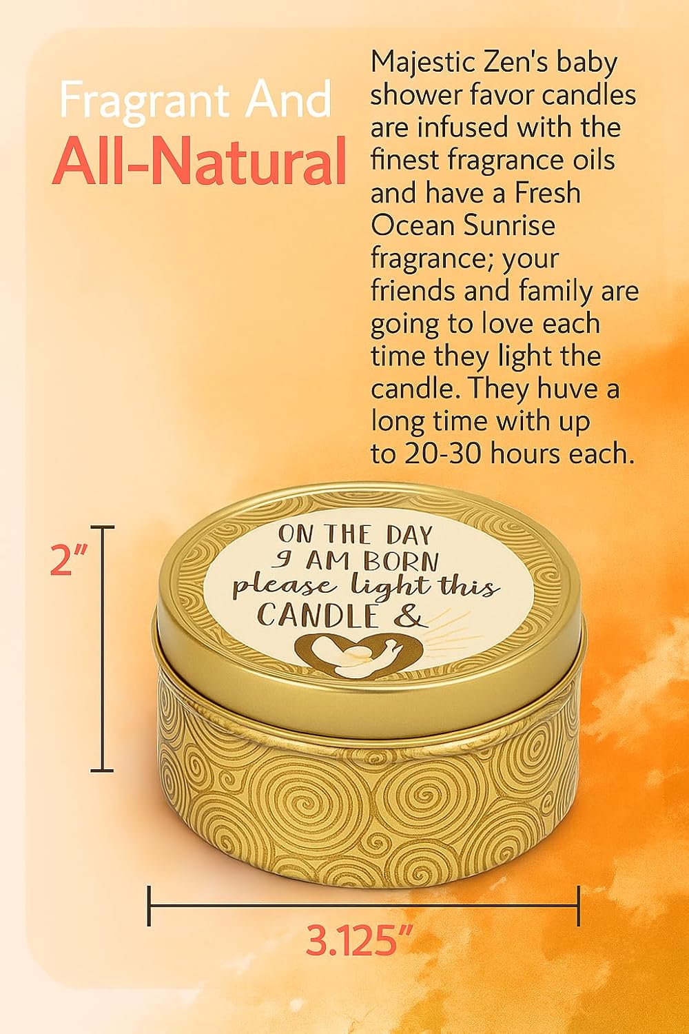 Majestic Zen Baby Shower Candle Favors Gift Set |9-Pack Neutral Scented Soy Wax Candles with Fresh Baby Powder |Long Lasting 40 Hour Burn |Unique Gender Reveal Party Favors & Baby Shower Decorations