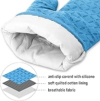 Vista 3 de KEGOUU Juego de 6 manoplas para horno y soportes para ollas, guantes para horno de cocina, resistentes al calor, 500 grados, extra largos