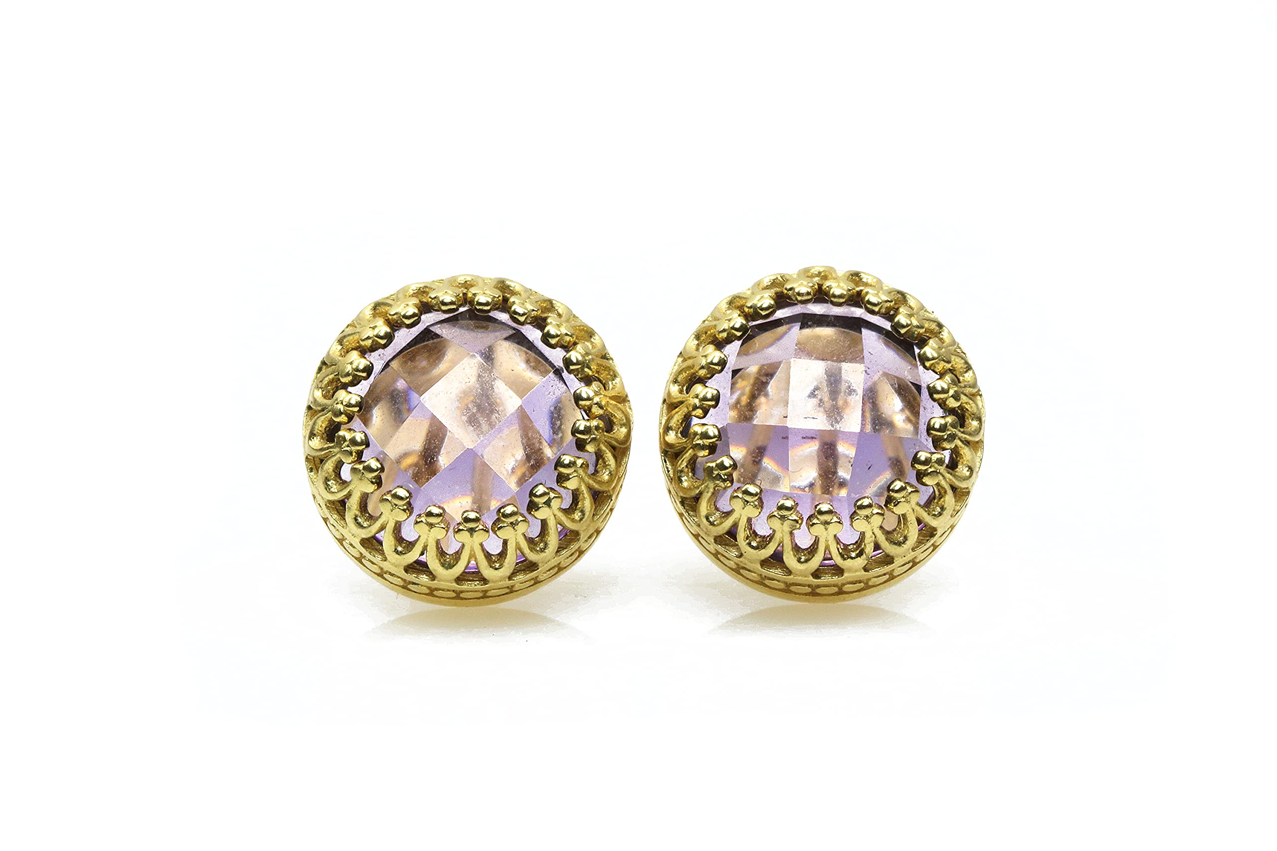 Boucles d'oreilles améthyste or de naissance faites main - 6