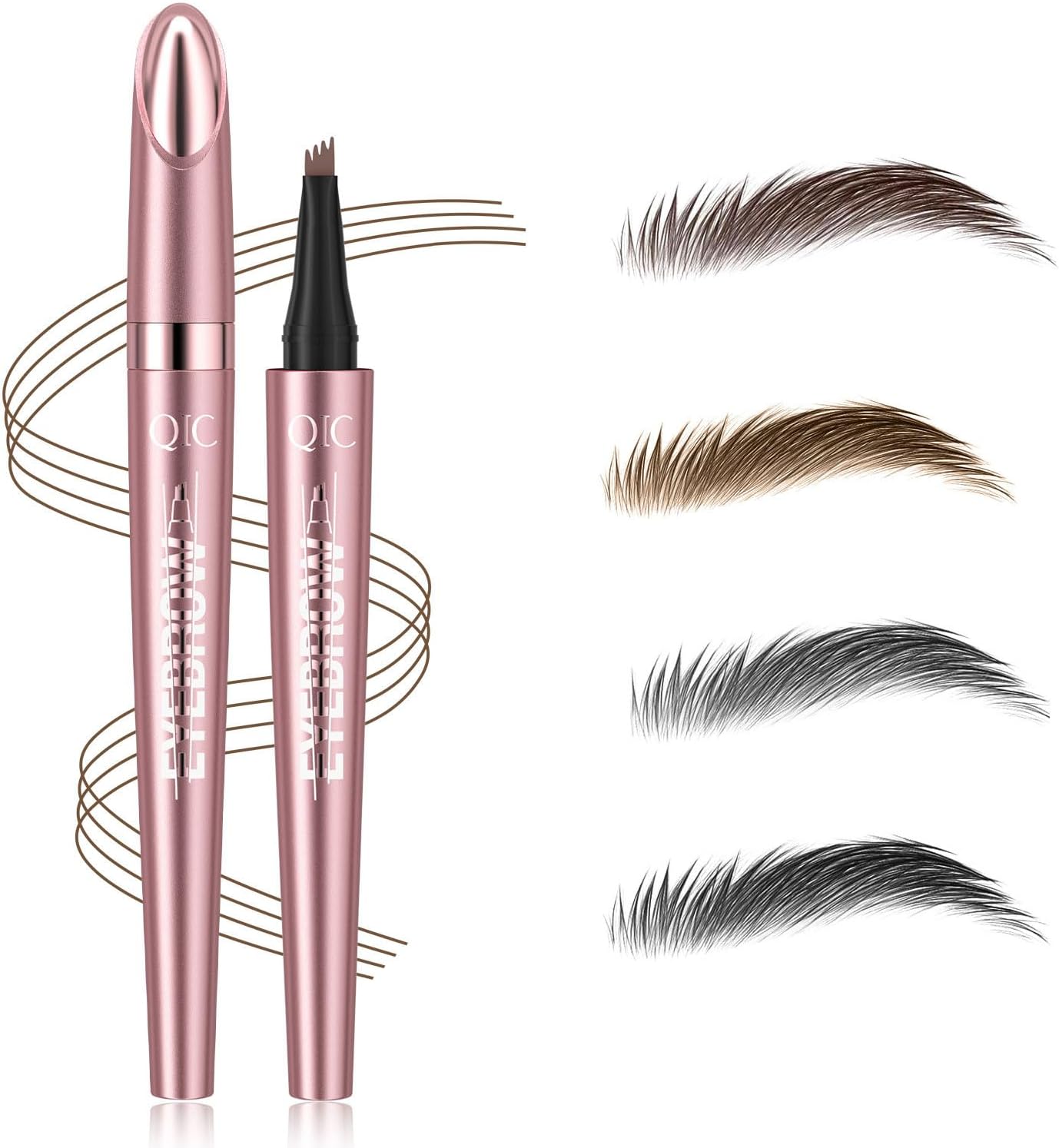 2024 New Magic Eyebrow Pencil with 4 Micro-Fork Tip Long-lasting Waterproof Eyebrow Pen and Smudgeproof Brow Pen,Creates Natural Looking Defined Eyebrows(Dark Brown)