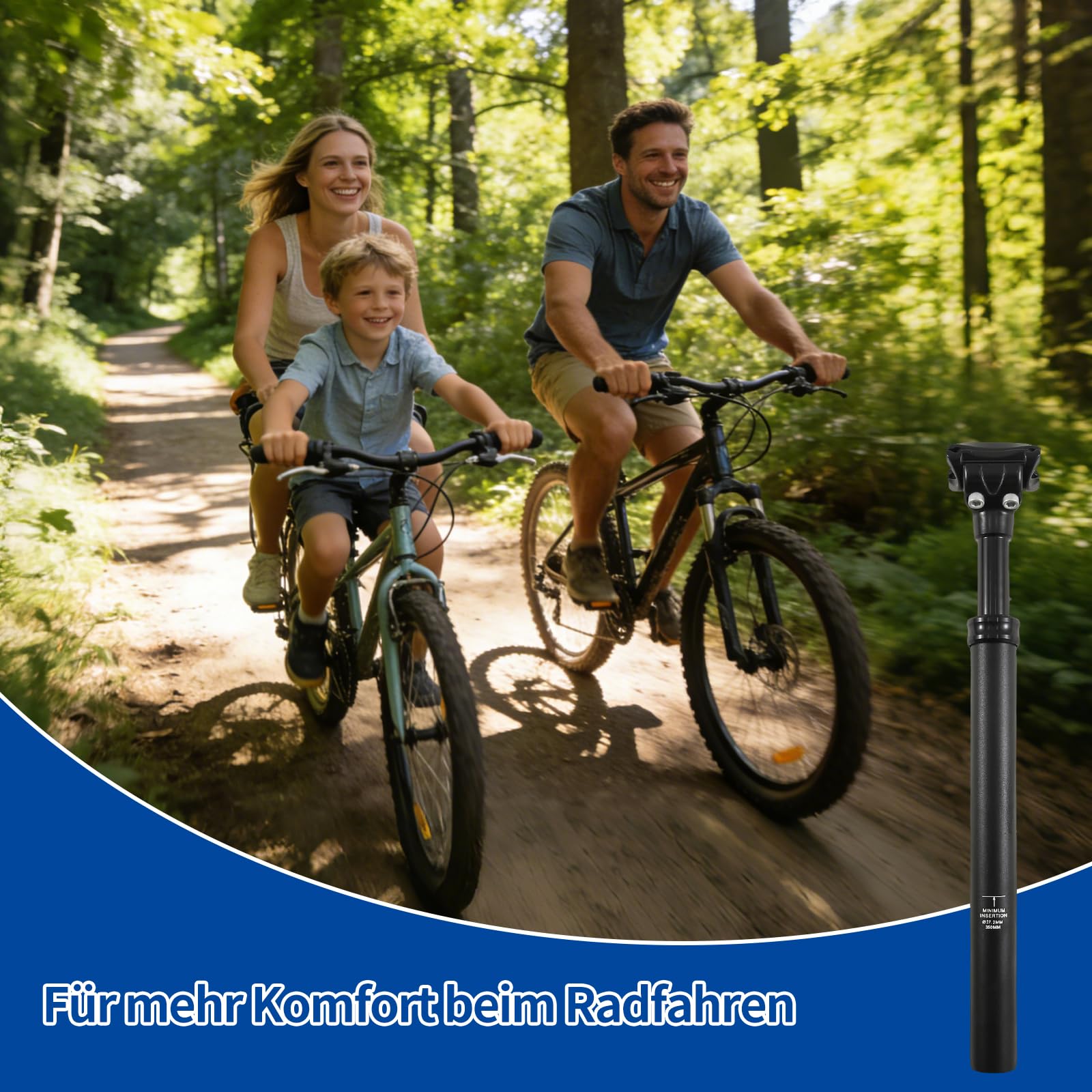 Sattelstütze Gefedert, Gefederte Sattelstütze mit Ø 27,2MM, Federsattelstütze Sattelstütze, Sattelstange Gefedert, für E-Bike, MTB, Downhill,Trekking Citybike