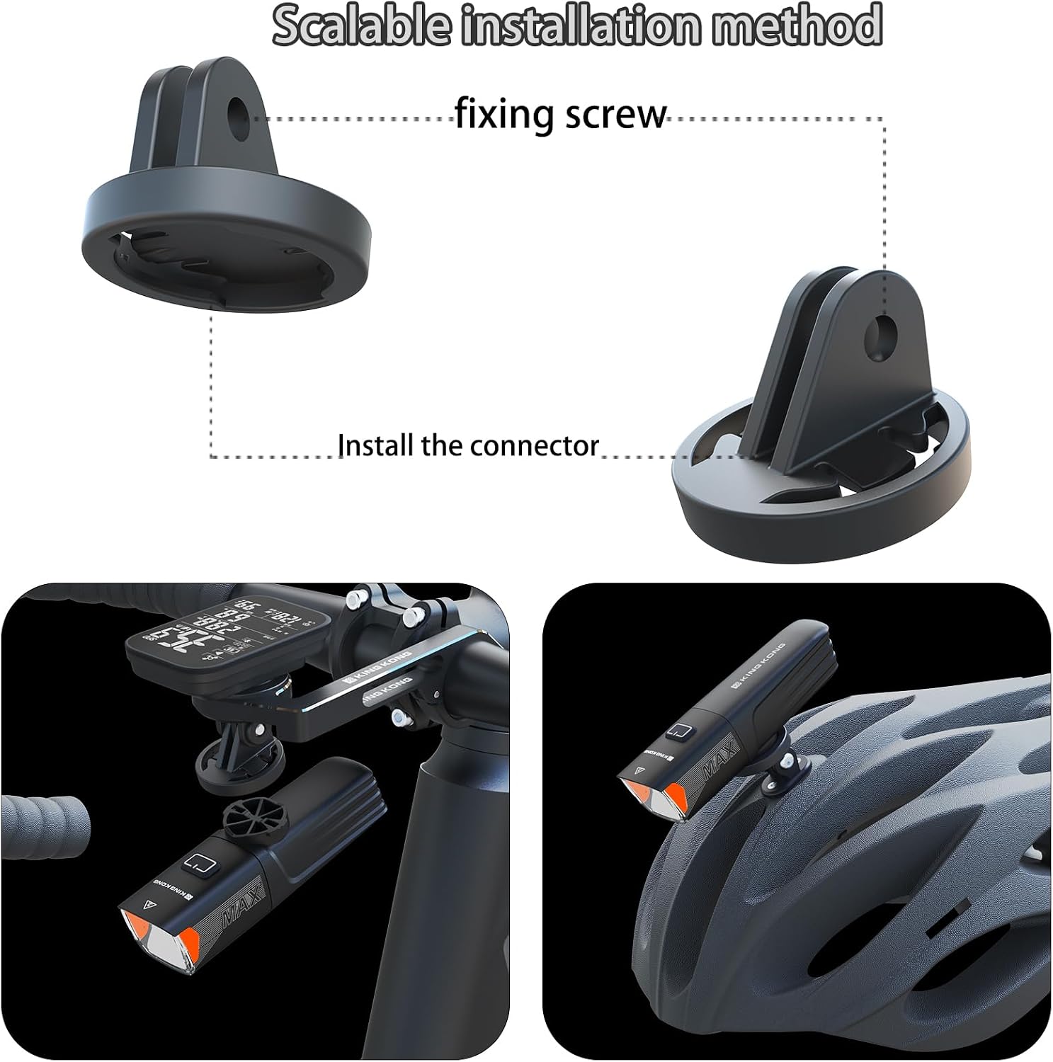 Kingkong Bike Lights High & Low Beam 1200 Lumen Rechargeable Bicycle Headlight, Bike Lights for Night Riding, Waterproof MTB Accessories Compatible Garmin & GoPro Mount, Replaceable Batteries X7MAX
