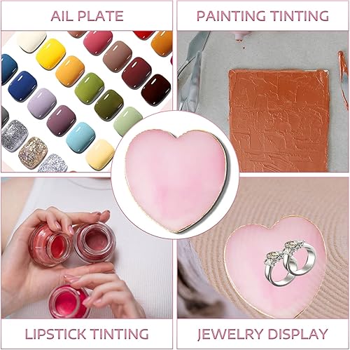 Miniatura 7 de Nail Art Palette, Resin Nail Art Palette Polish Mixing Colors Palettes with Golden Edge and Heart Shape Design Nail Painting Display Tray for Nail
