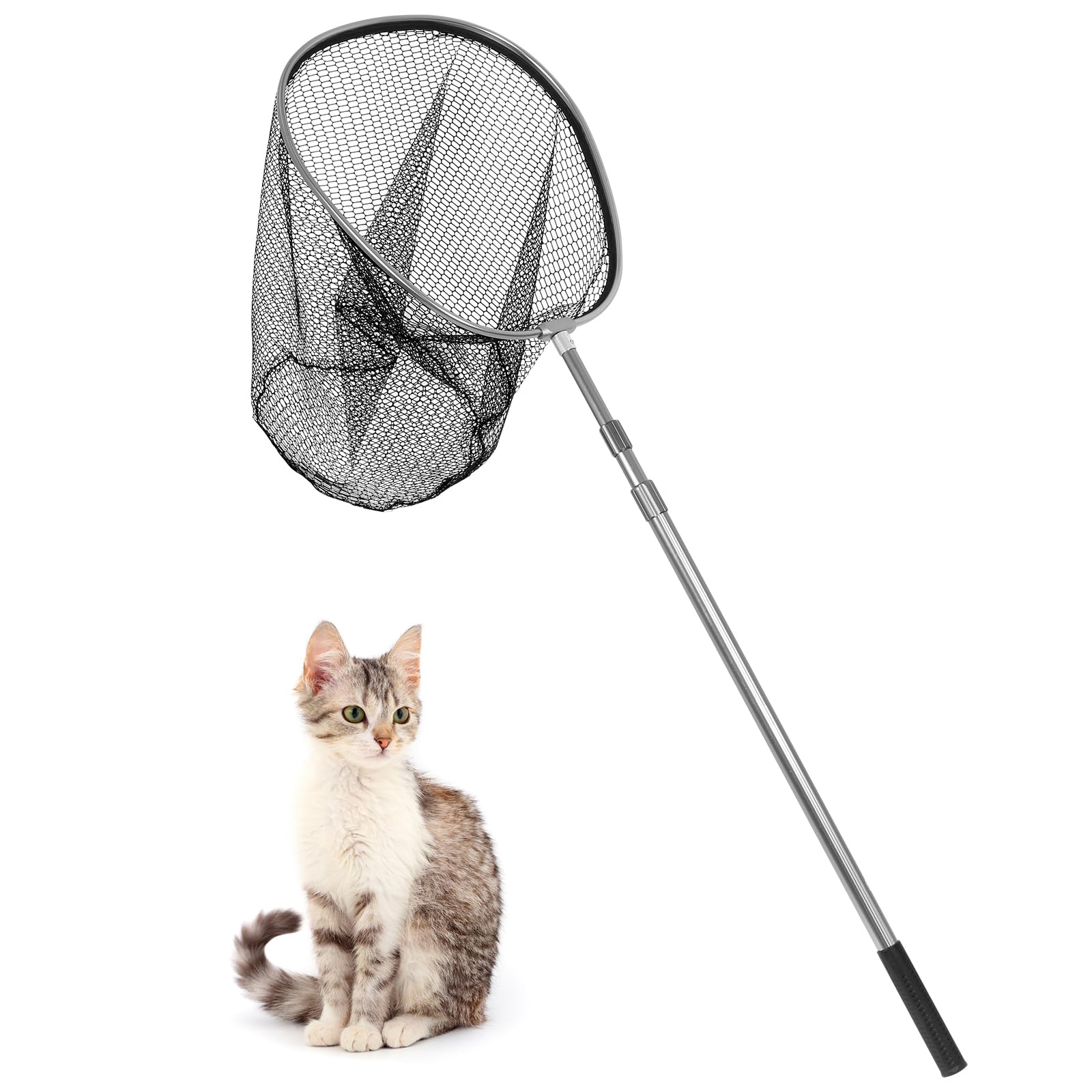 Fangnetz für große Tiere, mit 53,3 cm Netzöffnung, Hühnerbeinhaken mit Teleskopgriff, 94,4-240,9 cm, für Enten, Gänsefische, Katzen, Vögel, Taube, Waschbär und andere