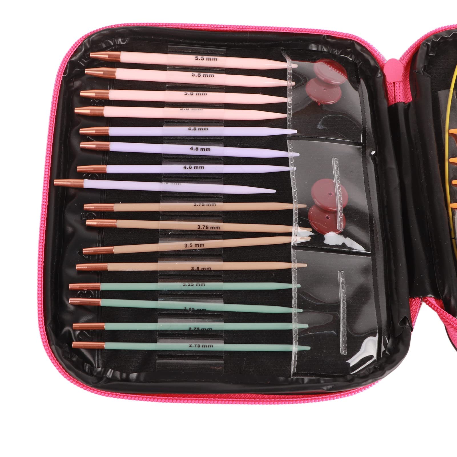 Dilwe Set di uncinetti, 13 paia di uncinetti lisci colorati in alluminio, kit per ferri da maglia multiuso, con , per calze, maglioni e cappelli