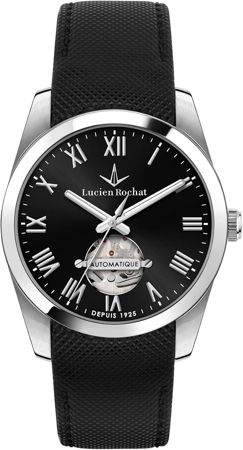Lucien Rochat L man Collection Men's Automatic Stainless Steel Leather Watch R0421114001 nero 41 mm Strap.