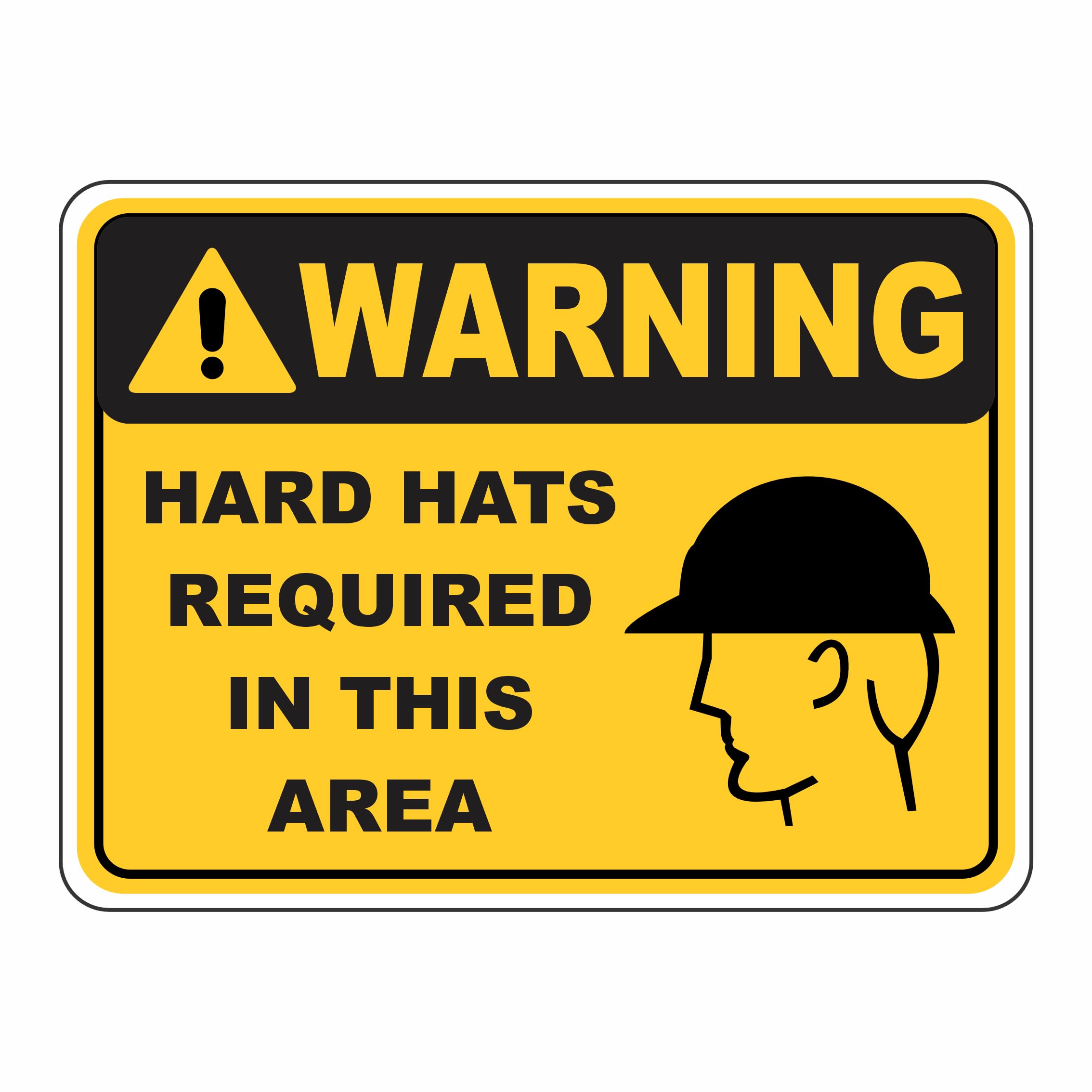 Hard Hats Required In This Area with Symbol Warning Signs Metal Tin Sign 8 x 12 inch for Industrial & Commercial