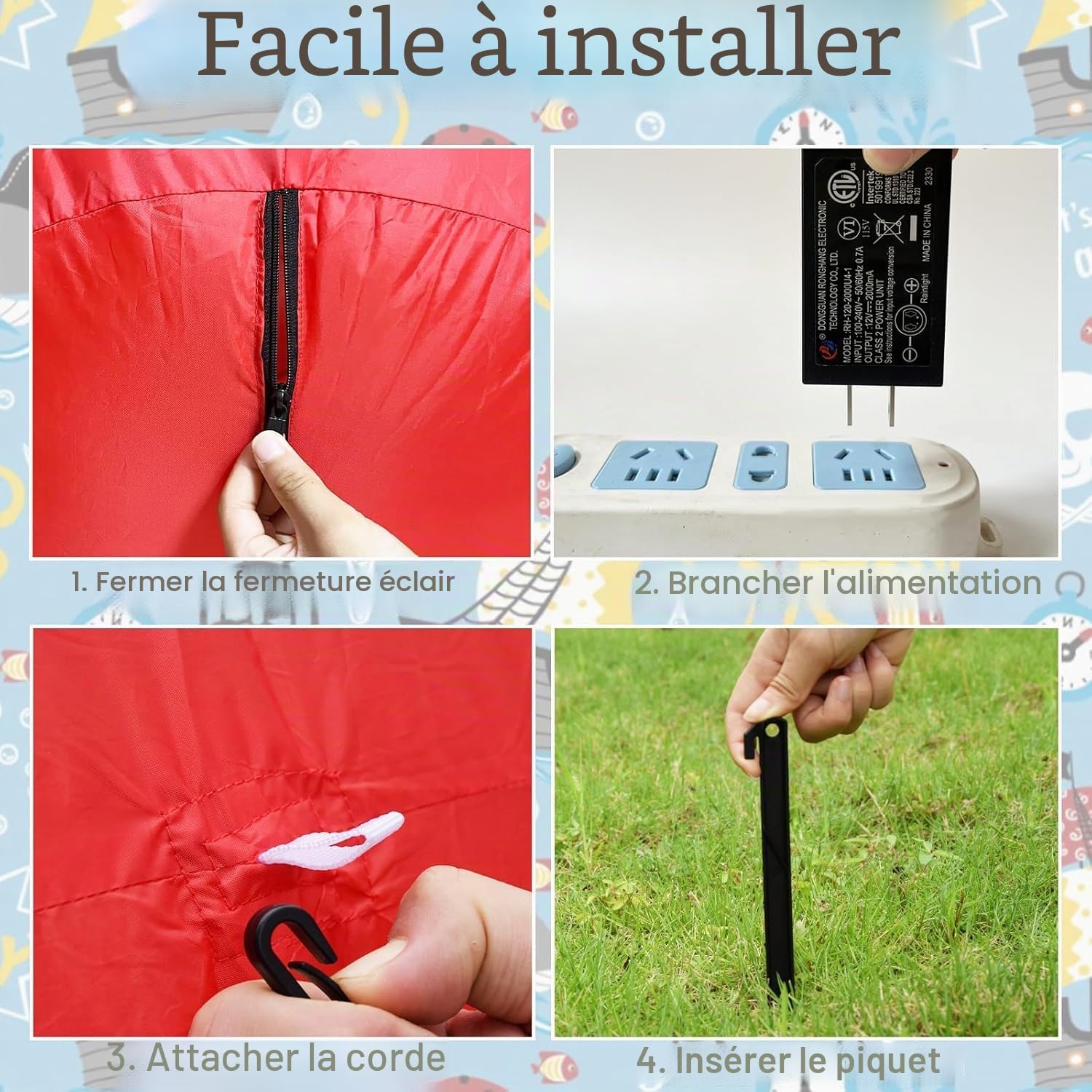 Arche gonflable de Noël en forme de maison en pain d'épice de 3 mètres, avec bonhomme en pain d'épice et lumières LED intégrées. Décoration idéale pour jardin, pelouse, porche et fêtes de fin d'année.