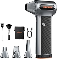 WOLFBOX MF200 Cordless Compressed Air Duster with Removable Battery, 87.5m/s Airflow, 4 Nozzles & Brushes - Keyboard, Car, PC, Home Cleaning