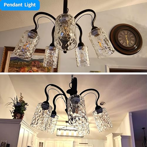 Miniatura 7 de Skelang Pantalla de lámpara de cristal martillada sin labios, cubierta de luz cilíndrica con apertura de ajuste, repuesto para candelabro, colgante,