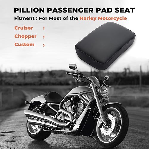 Miniatura 2 de Alpha Rider Asientos de motocicleta - Rectangular Pillion Pasajero Pad Seat 6 Ventosa Para Harley Custom Chopper