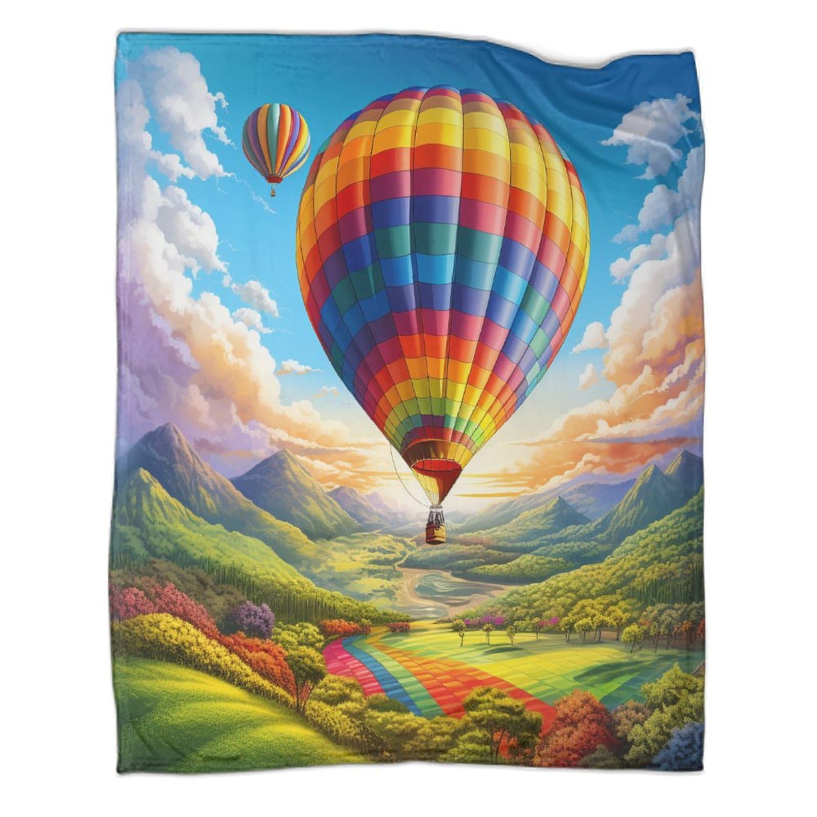 DCABEIOOE Hot Air Balloon 3D Printed Blanket Game Blanket ﻿ Modern Bedroom Decor 70x80inch(180x200cm)