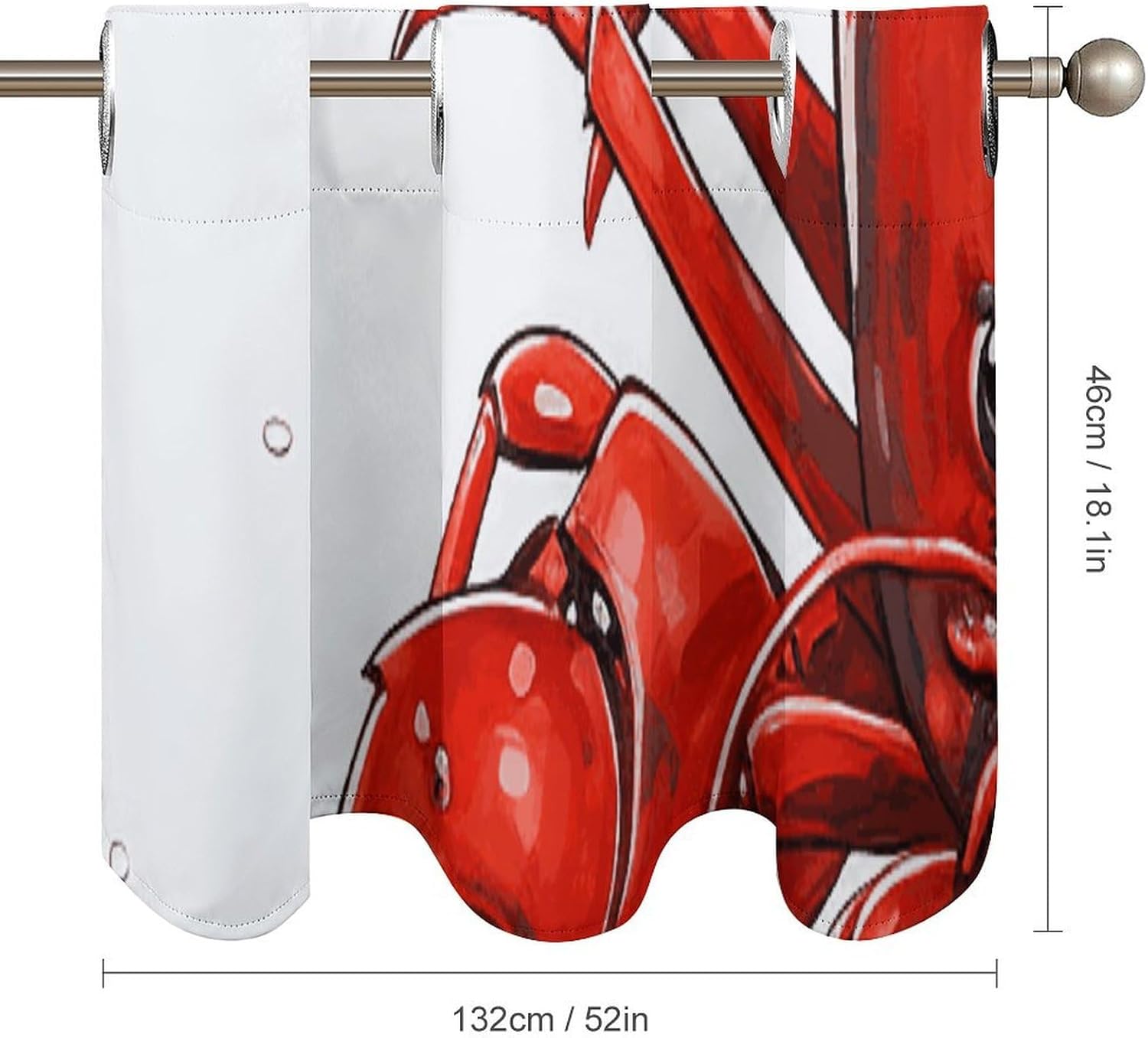 Red Lobster Print Valances for Window 2 Panels. Light Filtering Curtains Farmhouse Short Small Valance.Modern Curtains for Windows Living Room Kitchen Over Sink.