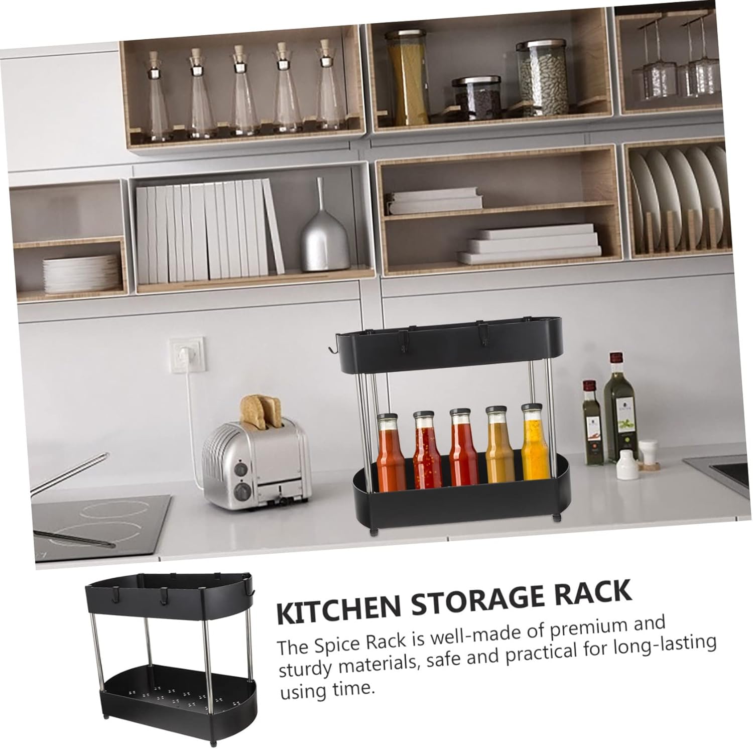 Double Sink Storage Rack Kitchen Organizer for Countertop Under Sink for Seasoning Bottles Home Supplies