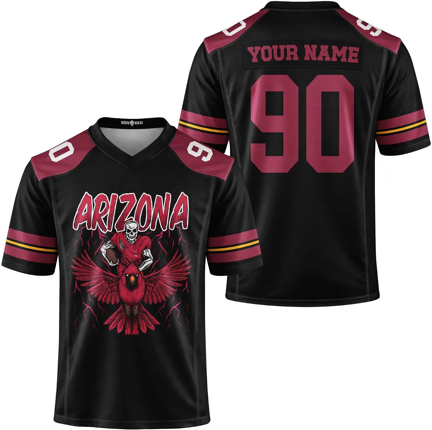 Custom Football Jersey Personalized Name Number Black Red Game Day Fan Shirt for Men Women, Football Team Uniform Top
