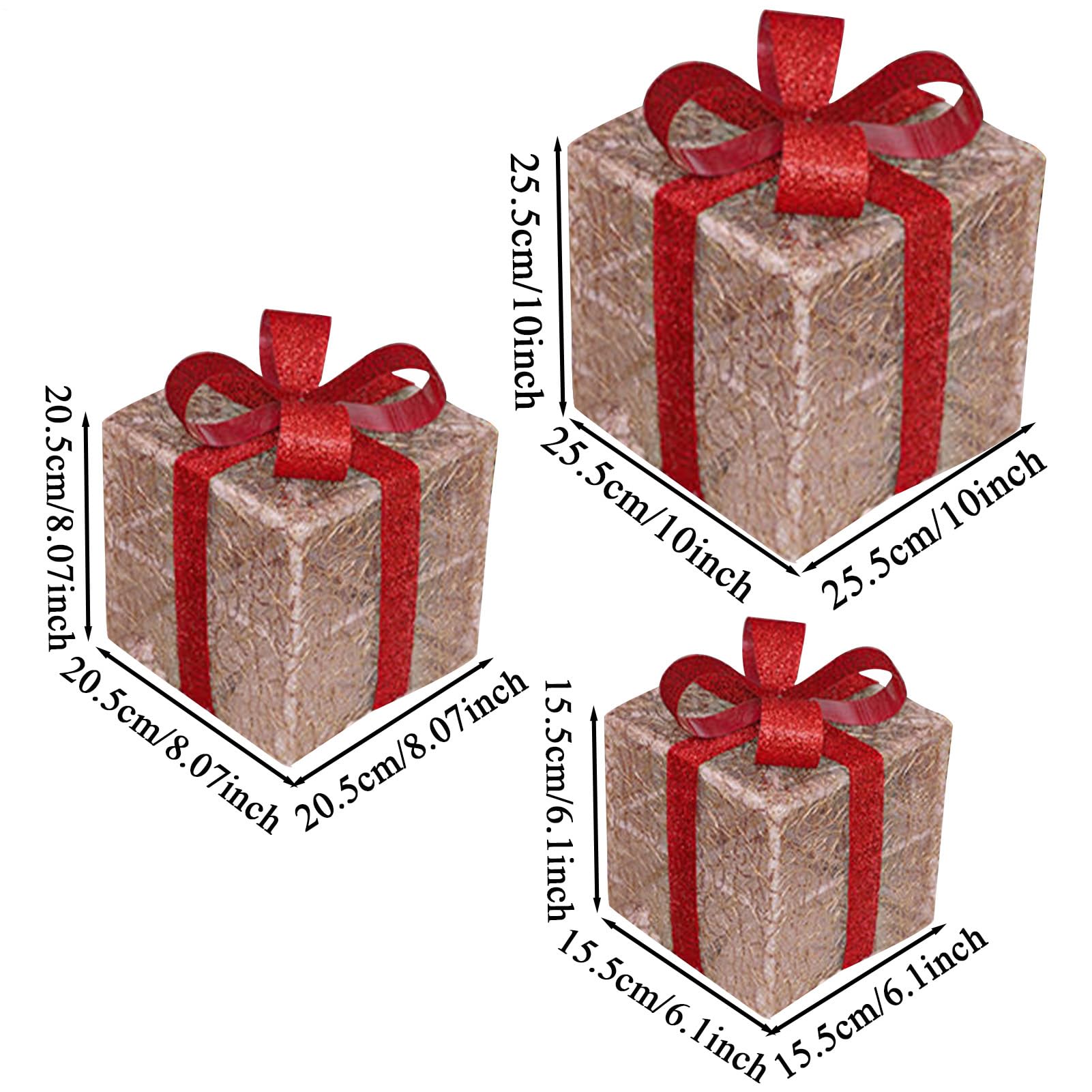 Leuchtende Weihnachtsboxen 3-Stückige Saisonale Dekoration | LED Weihnachtsbeleuchtung Für Hausbesitzer Veranstaltungsplaner Wohnung Büro Zuhause Kaminsims Eingang Fenster Display