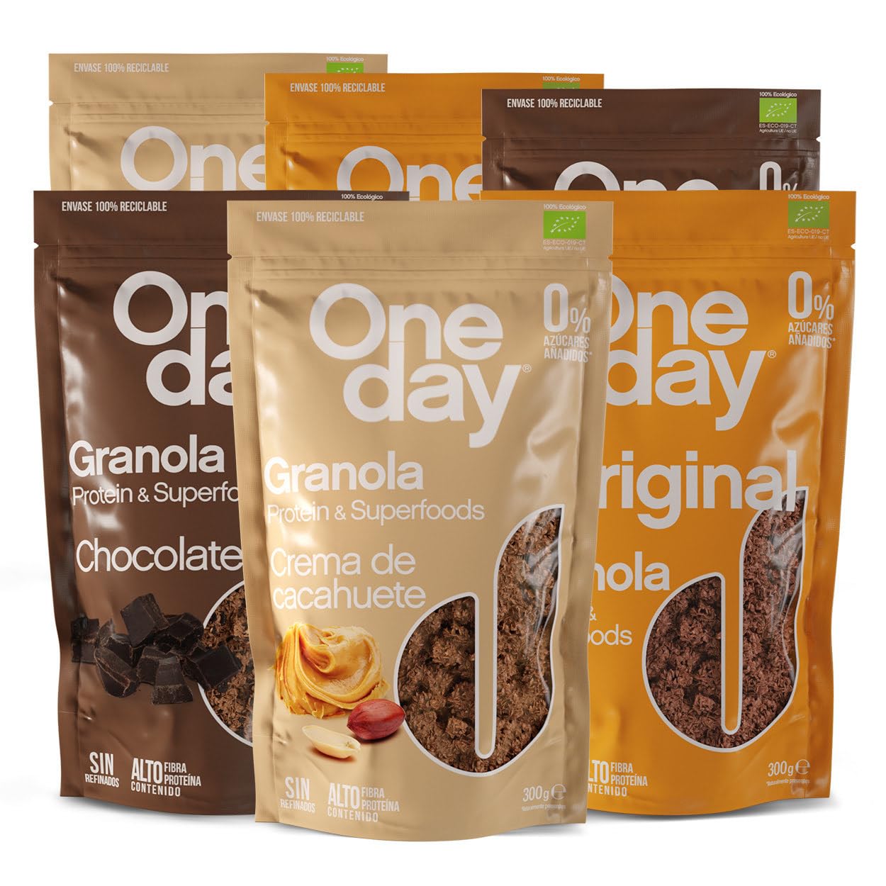 ONE DAY Granola Ecologica, Sin Azucares Añadidos, Alto en Proteína con Superfoods, Altro en Fibra, Pack 6 x 300g (Original, Pack 6 unidades) — view 8