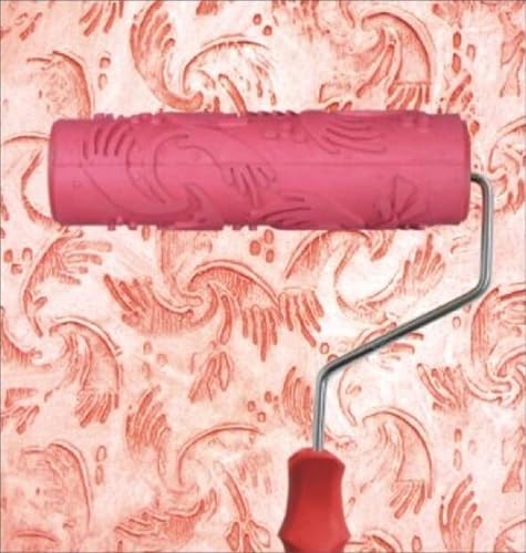 Miniatura 9 de Psivika Rodillo artístico de 7 pulgadas, rodillo de pintura con patrón de bricolaje, rodillo de textura decorativa, rodillo de goma con mango de