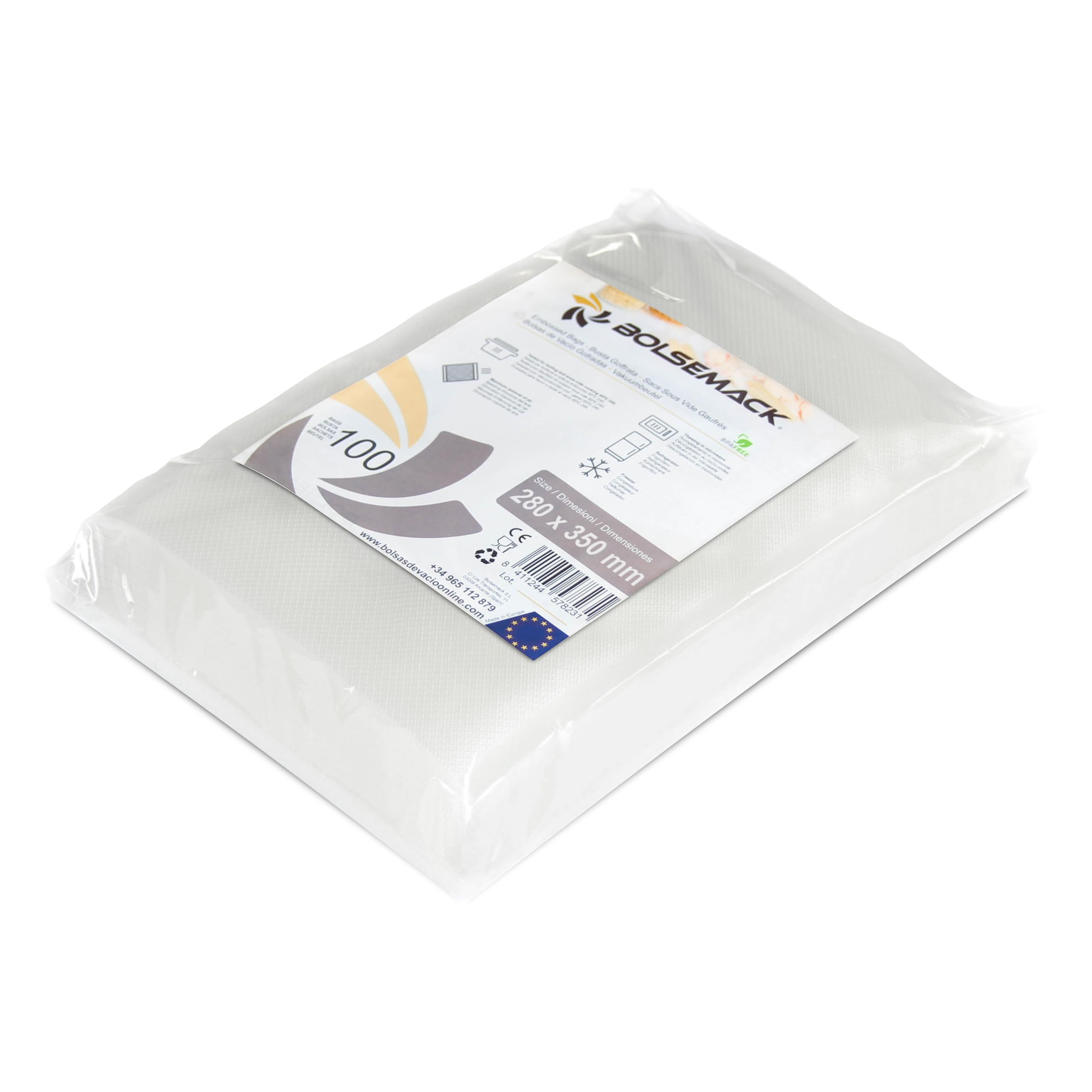 BOLSEMACK Vacuum Bags 28 x 35 cm - Pack of 100 - Suitable for All Vacuum Sealers - BPA Free