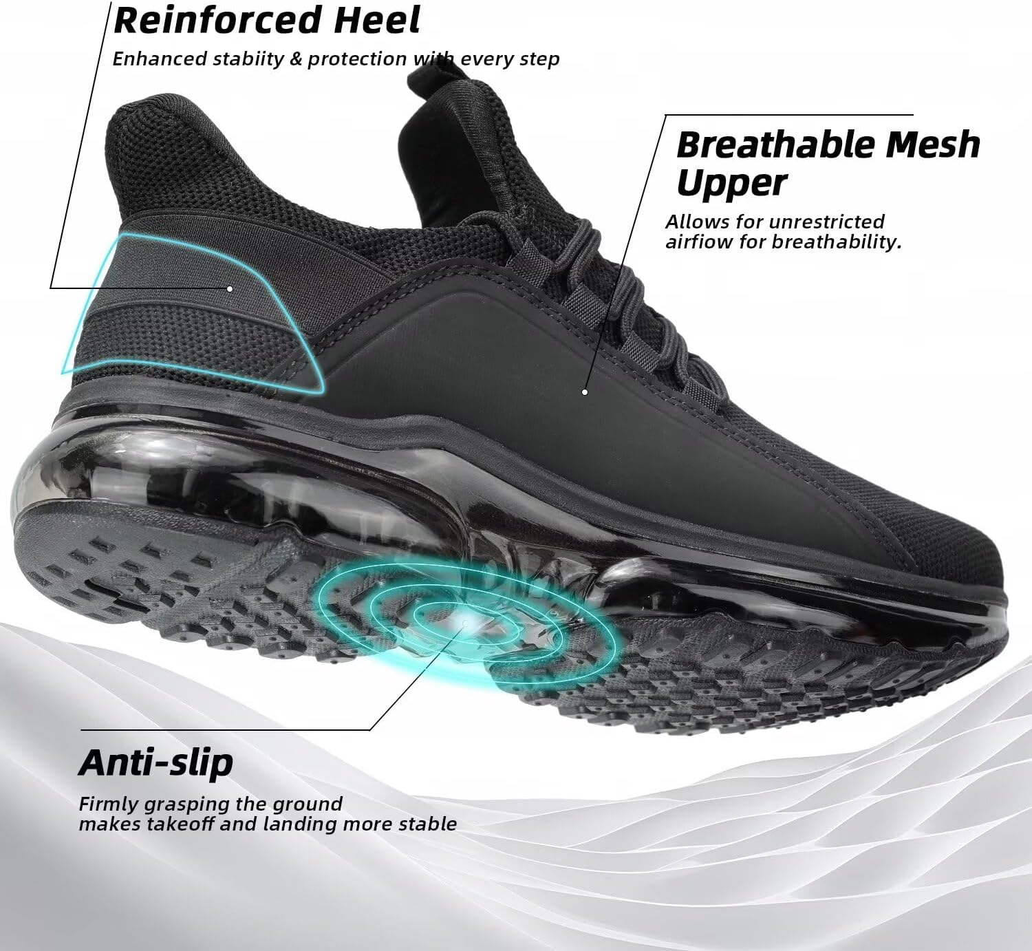 Men's Air Cushion Running Shoes Breathable Tennis Fashion Sneakers Non Slip Workout Casual Sport Gym Training Soft Sole Walking Shoes - Image 6