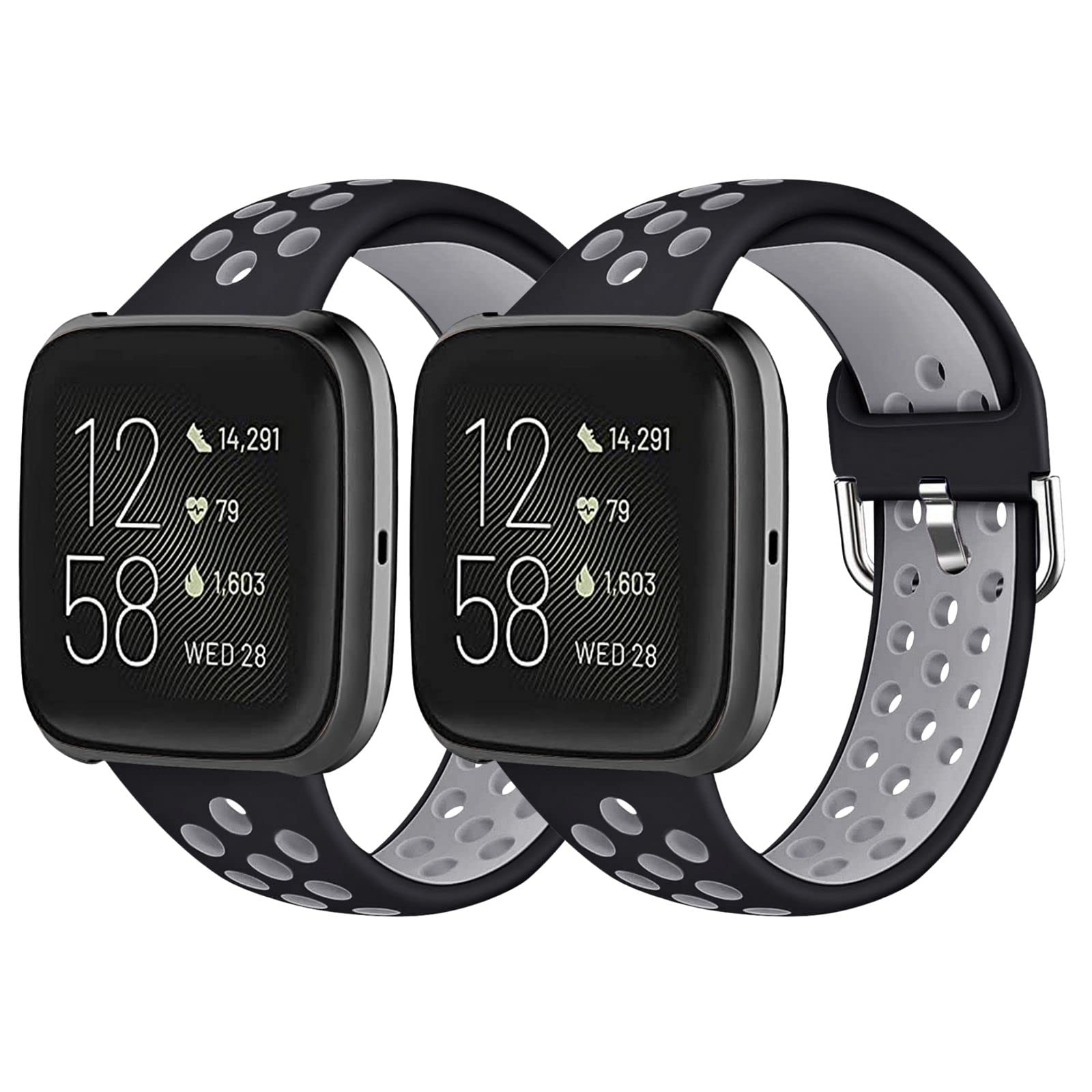 MosstekCompatible with Fitbit Versa 2 Bands/Fitbit Versa Bands for Men Women, Sport Silicone Bands for Versa/Versa 2 Bands for Women Men Compatible for Fitbit Versa Lite/Versa SE Bands, 2 Pack