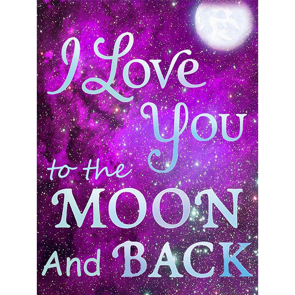 WOWDECOR 5D Diamond Painting Kits, Quotes I Love You to the Moon and Back Full Drill DIY Diamond Art Cross Stitch Paint by Numbers