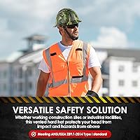 Vista 7 de Casco duro de ala completa HDPE, casco de seguridad de construcción con orificios ventilados, suspensión de trinquete ajustable de 6 puntos, cumple