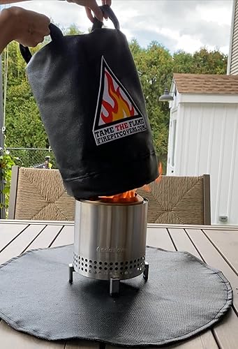 Miniatura 6 de Tame The Flame - Cubierta redonda para hoguera de 9 pulgadas, ignífuga, cubierta de llama abierta, resistente, para exteriores, UV y resistente al