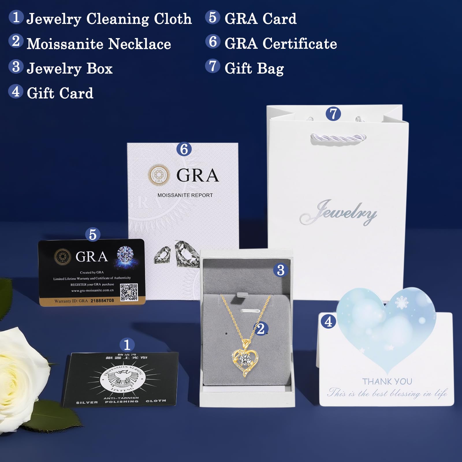 Moissanite Halskette Damen Rosen Herzkette Silber 925 Echt Schmuck Geschenk | Weihnachten Valentinstag Muttertags Hochzeit Jubiläum Geburtstag Geschenk für Frau Freundin Mama