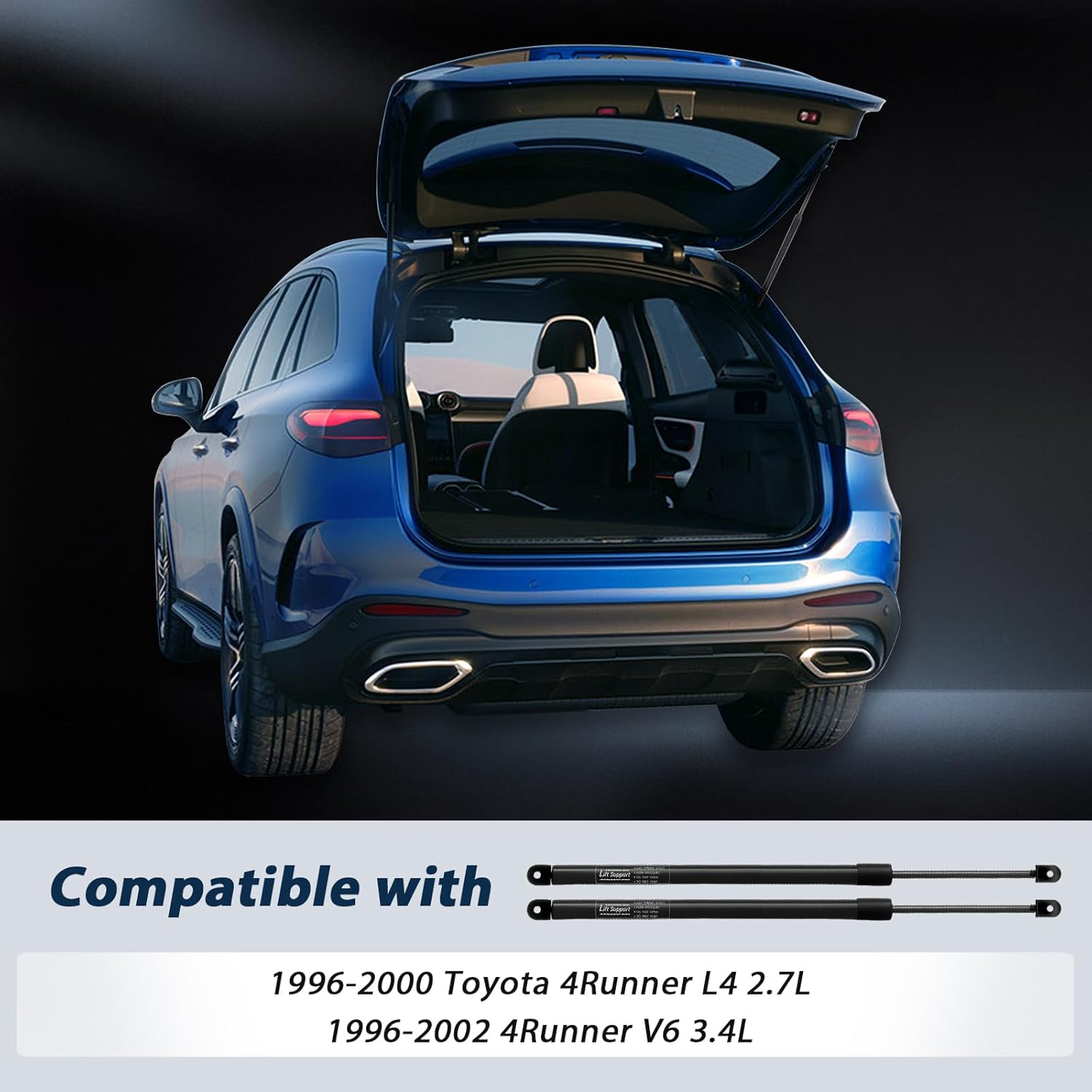 Rear Hatch Lift Supports for Toyota 4Runner 1996 1997 1998 1999 2000 2001 2002 Liftgate Shocks Struts 4Runner 96 to 02 Gas Springs Pack of 2 Replace#4286 SG229011