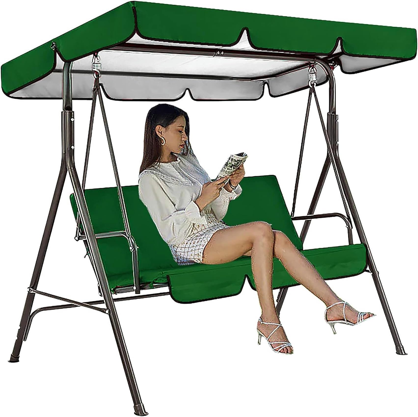 Columpio Jardín Tipo Balancín Toldo,Mecedora Hamaca Terraza Techo Toldo Balcón,Cubierta de Repuesto para Toldo de Columpio,2/3 Plazas(Solo Capota),Beige,190x132x15cm